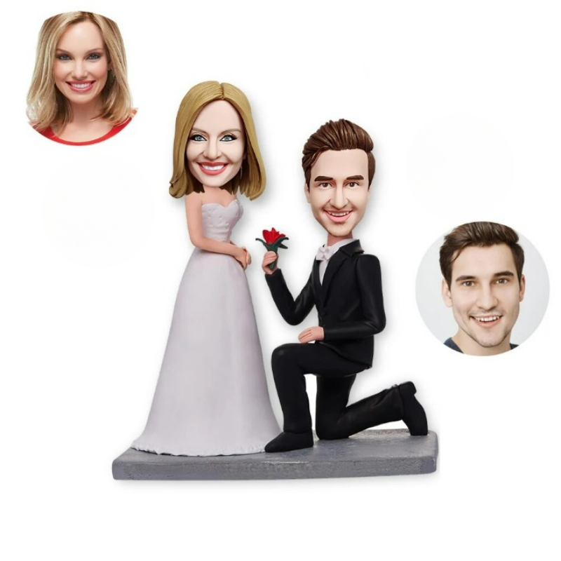 Custom Couple Wedding Proposing Bobblehead